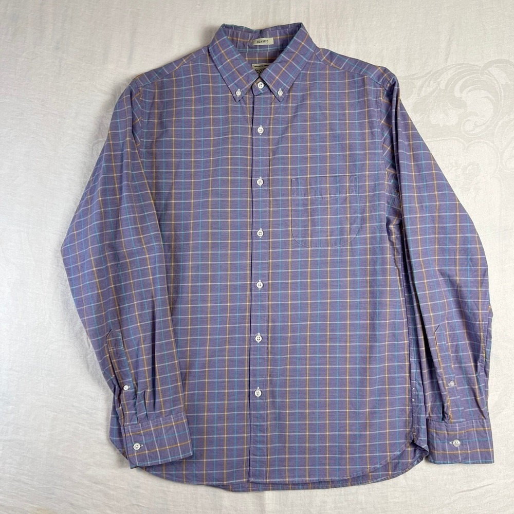 J.Crew Button Down Shirt Men's Medium Classic Fit Plaid Cotton Shirt Long Sleeve